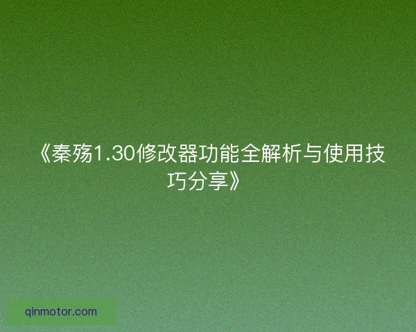 《秦殇1.30修改器功能全解析与使用技巧分享》